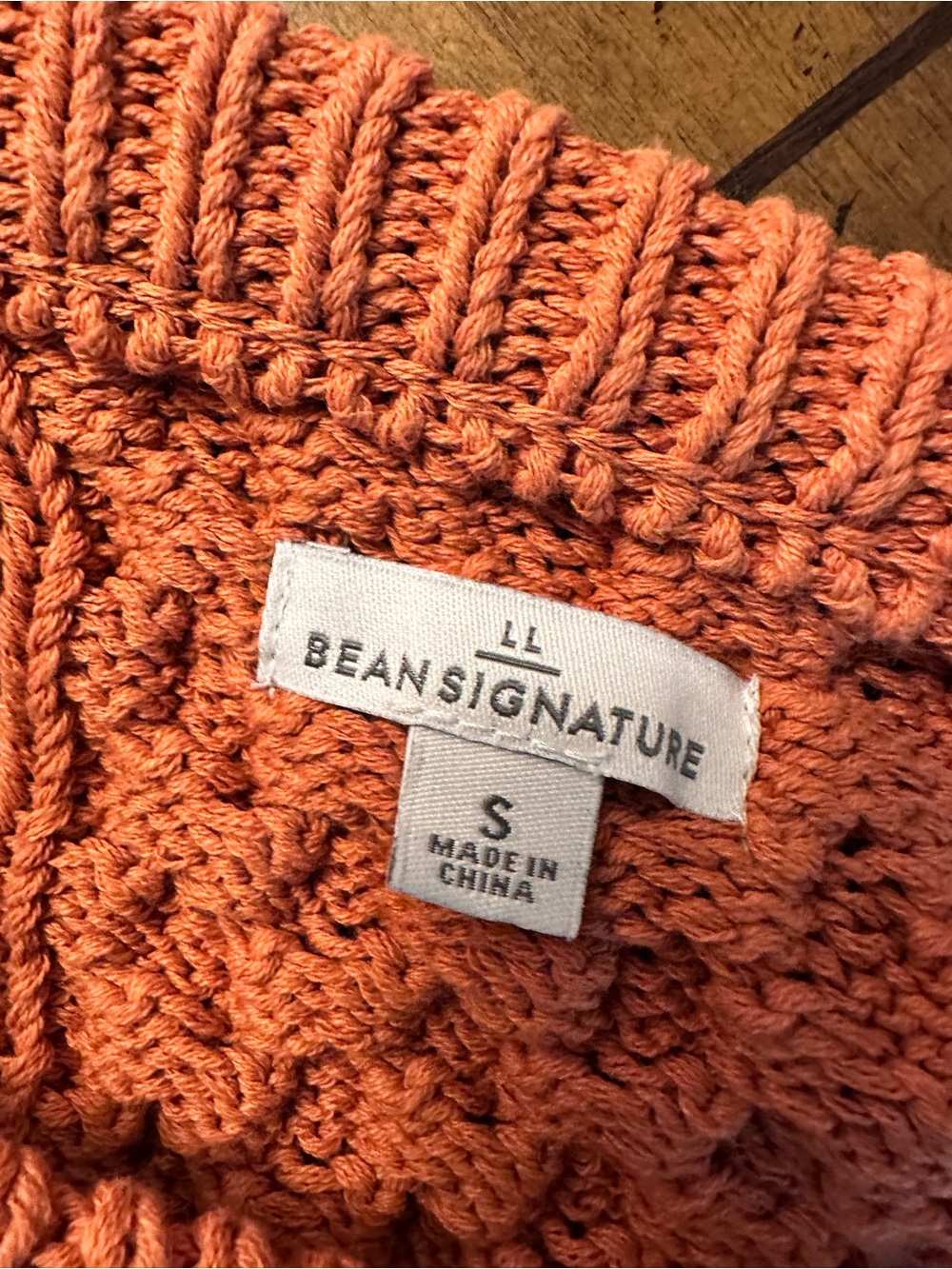 L.L. Bean Signature Women’s Fisherman Crewneck Sweater - Burnt Orange - Picture 2 of 6